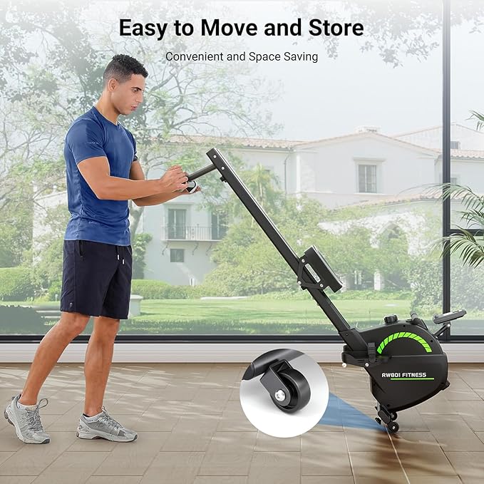Dripex Rowing Machines for Home, Upgraded Rowing Machine Max 350 LBS, Magnetic Rower with 16 Levels of Workout Resistance, Dual Slide Rail, App Supported, LCD Monitor, Row Machine for Gym Exercise