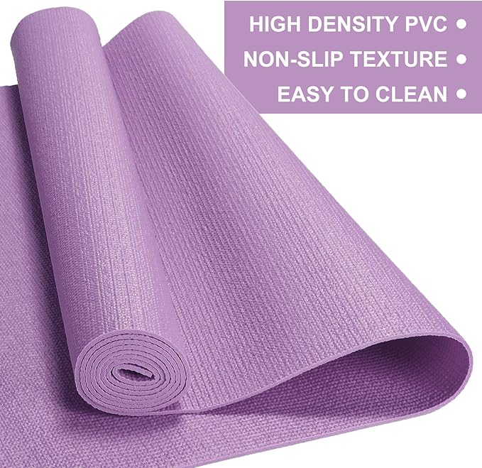 24 Pack 3 mm Thick Yoga Mat Bulk, Non Slip Exercise Workout Fitness Pad for Women Men, Gym Home Yoga Pilates, Easy to Clean, Sturdy PVC