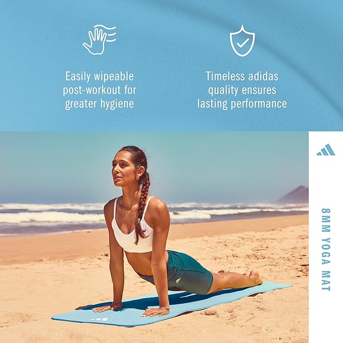 adidas Yoga Mat - Eco Friendly - Non Slip, Durable Textured Surface, 8mm