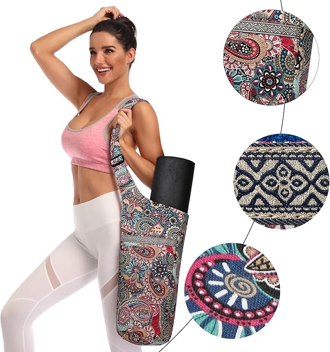 IwIeIaIrI Yoga Mat Bag for Women with Large Size Pocket and Zipper Pocket,Yoga Gifts Accessories with Adjustable Shoulder Strap- Fits Most Workout Stuff