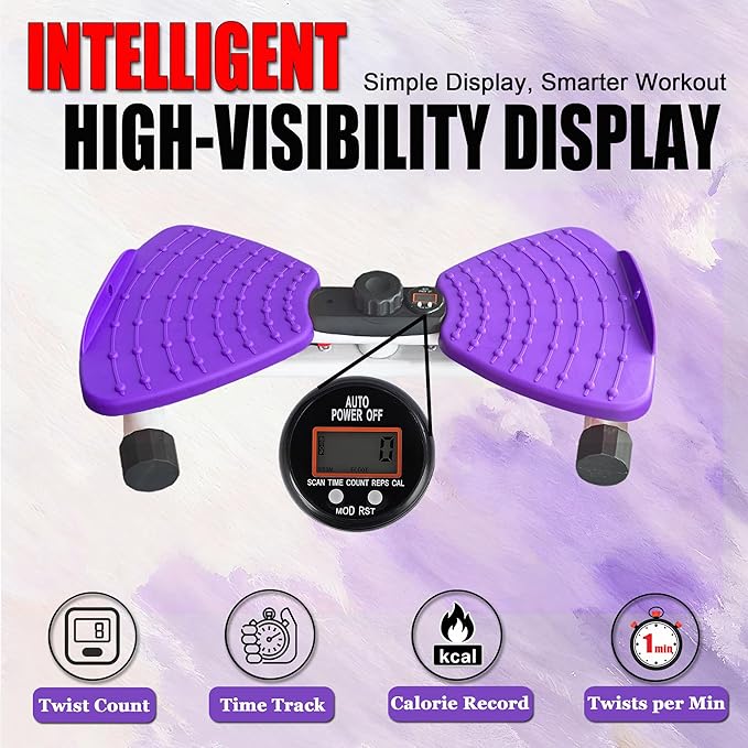 Waist Twister Machine Exercise, Ultra-Quiet Adjustable Ab Twist Board for Exercise with Smart LED Display, 350LBS Capacity, Waist Twisting Fitness Tool, Home Gym Equipment Workout for Women Men