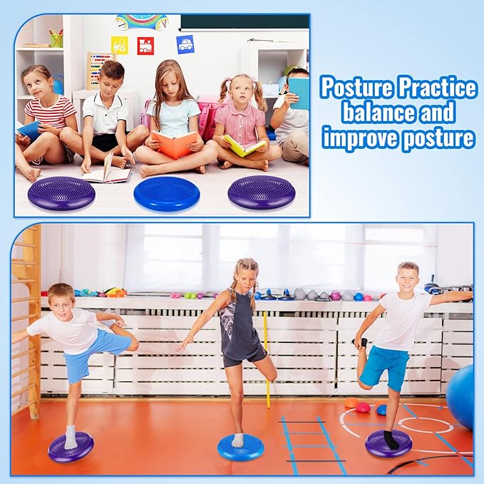 Outus 2 Pcs Balance Disc Inflated Wobble Cushion for Sensory Kids 13. 4 Inch Wiggle Seat Flexible Seating with Hand Pump for Kids Men Women Classroom Exercise Office Home Chair