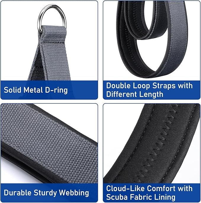 TOBWOLF Pilates Straps - Double Loop D-Ring Straps for Reformer, Padded, Home Gym Workout