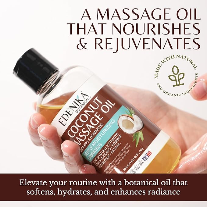Tropical Coconut Massage Oil for Massage Therapy, Soothing Massage Oil with Coconut & Passion Fruit Oil for Muscle Relaxing, Skin Moisturizing & Hydrating, 2-Pack