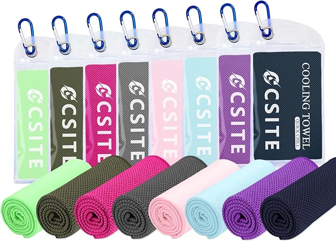 8 Pack Cooling Towels (47"x12") for Neck and Face, Ice Towel for Hot Weather, Soft Breathable Chilly Gym Towels, Microfiber Towel for Work Out, Yoga, Running, Camping & More Activities