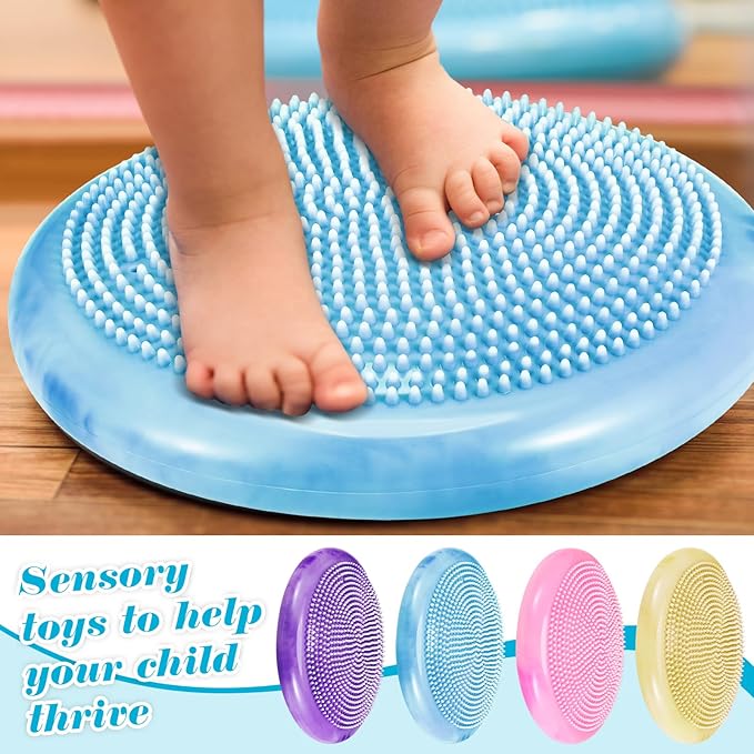 Libima 4 Pcs Wiggle Seat for Sensory Kids Inflated Wobble Cushion Sensory Seat Cloud Design Flexible Seating for Classroom Elementary Balance Disc for Kids Adult Pet Training