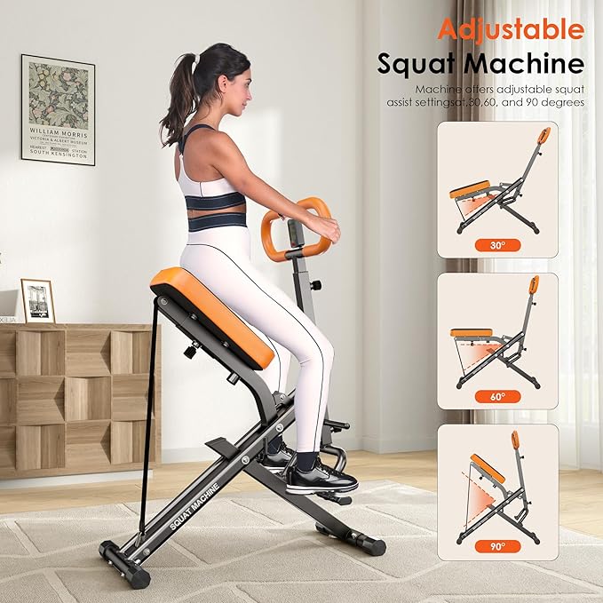 SogesGame Squat Machine for Home, 2 in 1 Squat Rowing Machine, Foldable Leg Training Machine, Squat Trainer for Glutes & Legs Workout