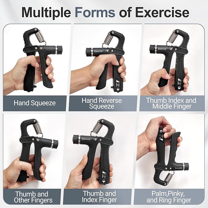 Grip Strength Trainer Kits (5 Pack), Forearm Strengthener with Adjustable Resistance, Grip Strength Tester, Finger Strengthener, Hand Gripper Strengthener for Muscle Building Injury Recover