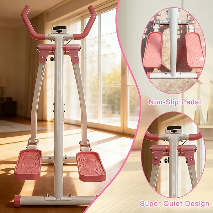 ZeHuoGe Air Walking Elliptical Machine - Foldable Cardio Cross Trainer Glider for Full-Body Low-Impact Exercise with LCD Display Ideal for Home Gym