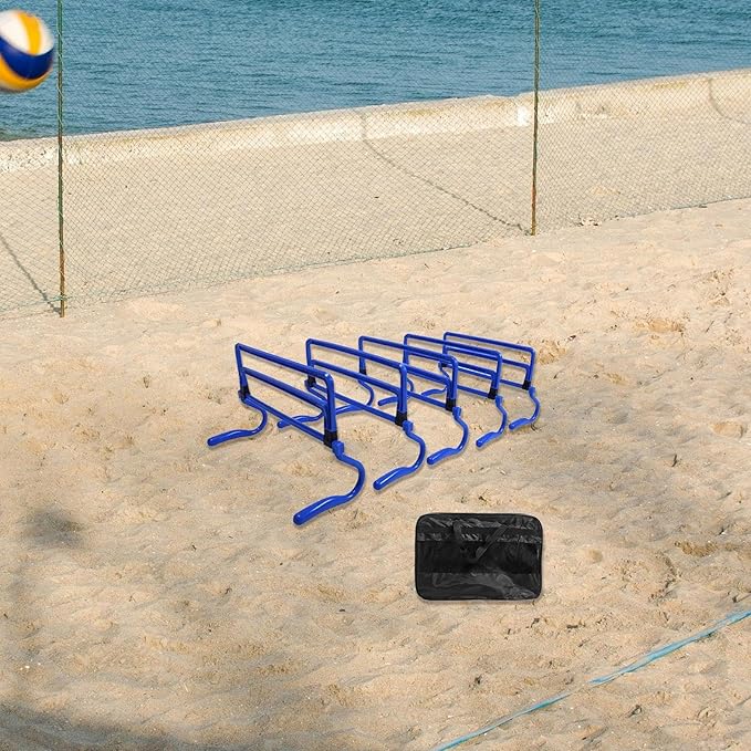 5 Pieces Agility Hurdles Training Speed Hurdles Obstacle Rack Foldable PVC Adjustable Height Lightweight Portable Suitable for Fitness Coaching Childr