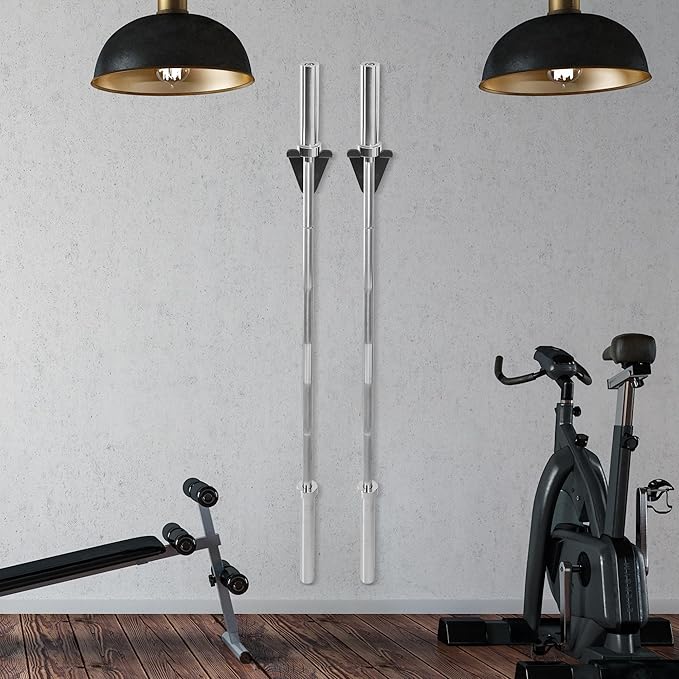 Olympic Barbell Wall Mount Holder - 5mm Steel Storage Rack for 35mm Bars, 160lb Capacity - Heavy Duty Hanger with Rubber Pads, Fits Home Gym & Garage Organization