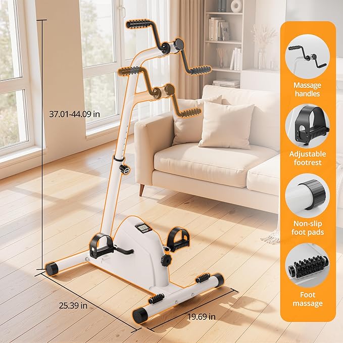 Arm Leg Pedal Exerciser Bike Hand Arm Leg and Knee Peddler Adjustable Fitness Equipment for Seniors Cardio Exercise