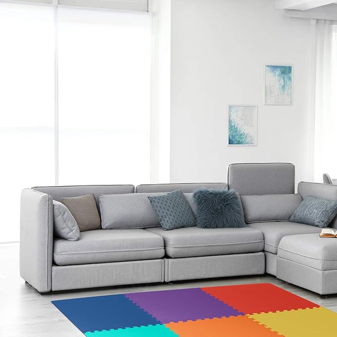 We Sell Mats 3/8" Thick Multipurpose EVA Foam Exercise Floor Mat, Interlocking Tiles, Anti-Fatigue for Home or Gym