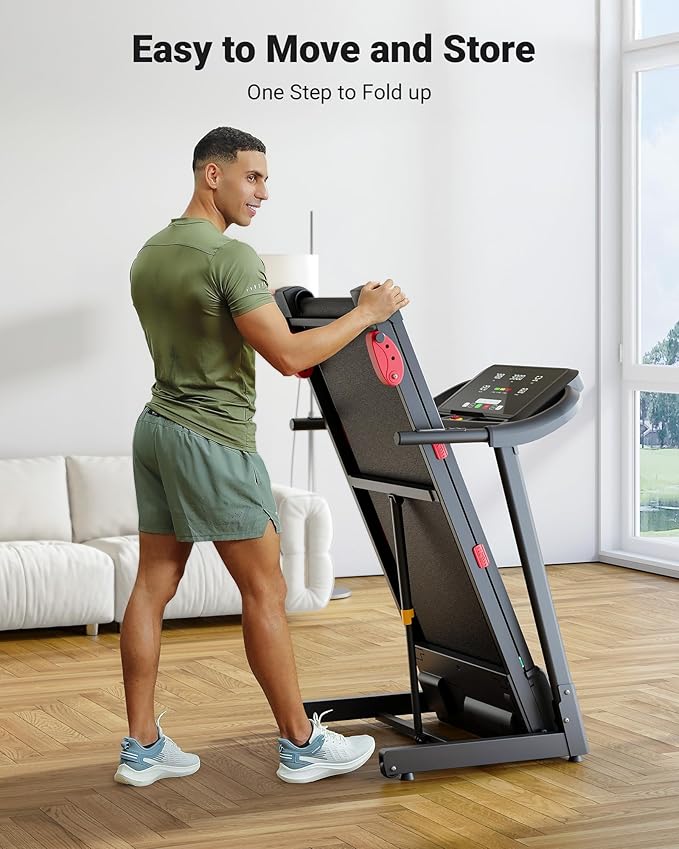 THERUN Incline Treadmill, 0-12% Incline Treadmill for Running and Walking, 300 lbs Weight Capacity, Wide Belt,3.0HP,18" LED Screen, 2 Layers Shock-Absorbing Red