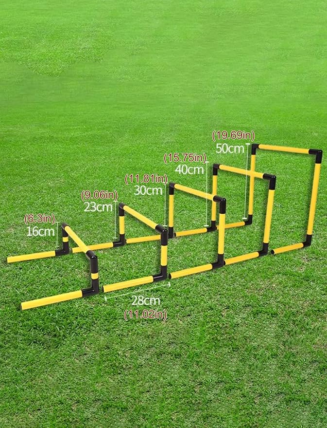 Portable Adjustable Football Hurdles，Agility Training Hurdles Set of 5, Detachable Practice Hurdles for Track and Field(Orange)