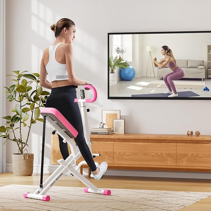 DlandHome Squat Machine, Squat Rowing Machine with Adjustable High-Strength Resistance Band for Home Gym, Foldable Leg Glute Trainer for Full Body 330lbs