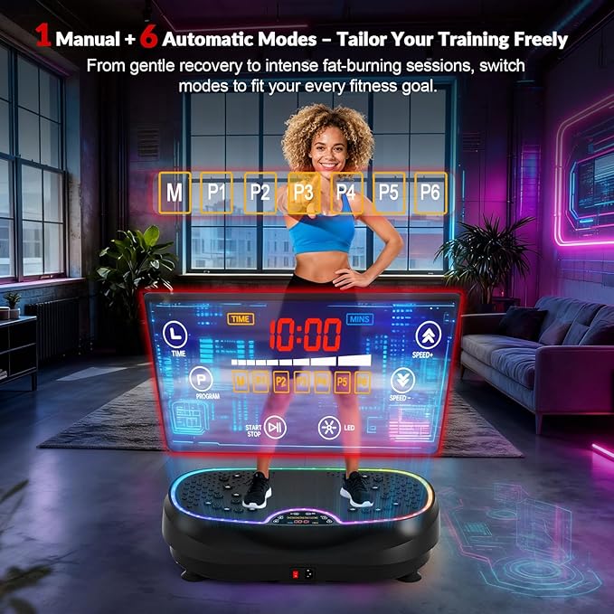 Vibration Plate Exercise Machine, 2026 EvoSpark Dual Motor Vibration Plate for Lymphatic Drainage, 3D & 4D Whole Body Vibration Plates for Weight Loss, Shaker Workout Equipment for Women Men Home