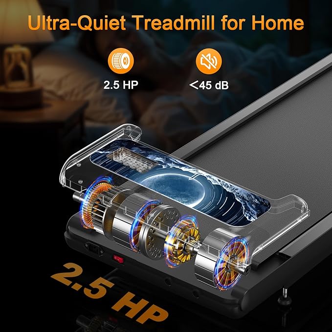 Walking Treadmill Pad with Handle Bar, Silent Fitness Equipment, Treadmill with 4-in-1 Modes, Easy Assembly, Portable Home Gym Equipment