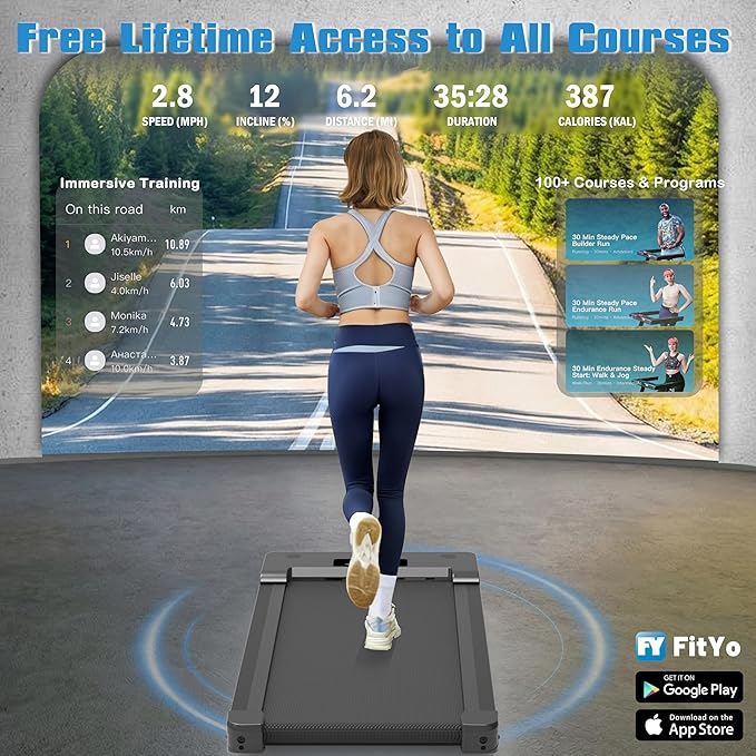 Walking Pad Treadmill with 12% 9-Level Auto Incline, 450 lbs Capacity Bluetooth Speaker Under Desk Treadmills for Home Hiking, 5 MPH