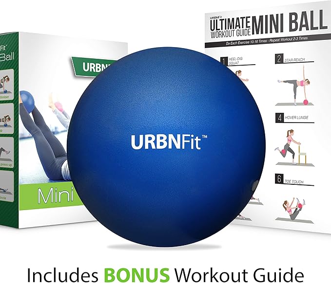 URBNFit Mini Exercise Ball 9” – Small Pilates & Yoga Stability Ball for Core Strength, Balance, Pregnancy & Physical Therapy – Anti-Burst Swiss Ball w/Quick Pump – Home, Office, Gym