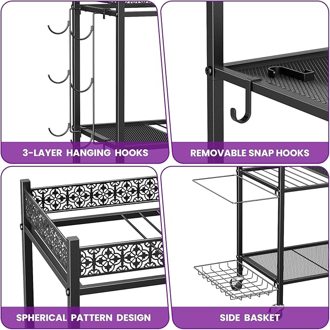 Yoga Mat Storage Rack, Home Gym Storage Rack, VOPEAK Workout Storage for Yoga Mat, Foam Roller, Gym Organizer Gym Equipment Storage for Home Exercise and Fitness Gear