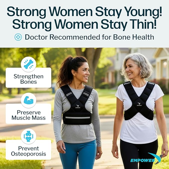 EMPOWER Weighted Vest for Women with Reflective Strips – Fixed 8lbs, Adjustable 4-10lbs (4 in1) or Adjustable10-16lbs (4 in 1), Strengthen Muscles, Boost Bone Health, and Burn More Calories for Workout - Rucking Vest