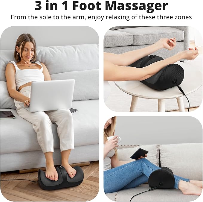 Medcursor Foot Massager with Heat - Foot and Calf Massager with Massage Roller, Deep Massage for Plantar Fasciitis, Pain Relief, Neuropathy, Relax for Home or Office Use (Not Cordless)