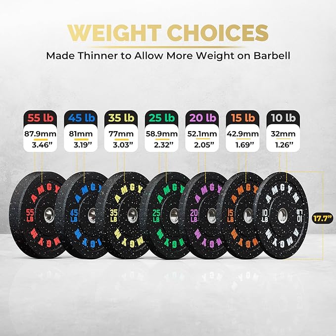 Weight Plate Tree Rack & Weight Set, Strength Training Plate Storage Stand and Barbell Holders for Home Gym, 1100 lb Weight Capacity, Fits Both 1" and 2" Bumper Plates