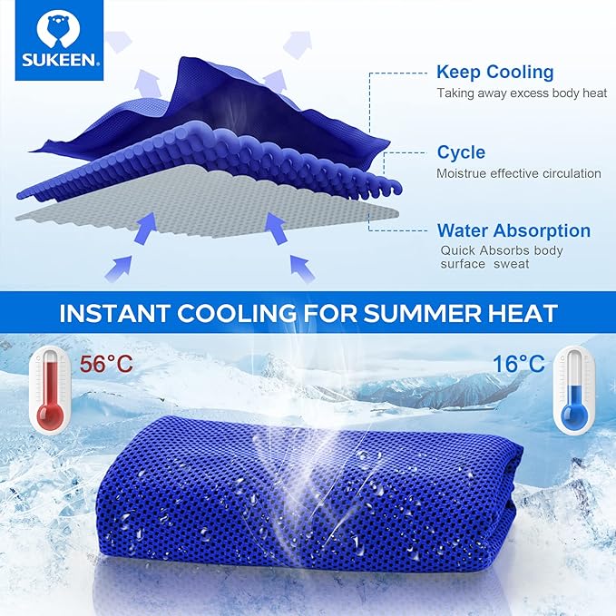 Sukeen 4 Pack Cooling Towel (40"x12"),Ice Towel,Soft Breathable Chilly Towel,Microfiber Towel for Yoga,Sport,Running,Gym,Workout,Camping,Fitness,Workout & More Activities