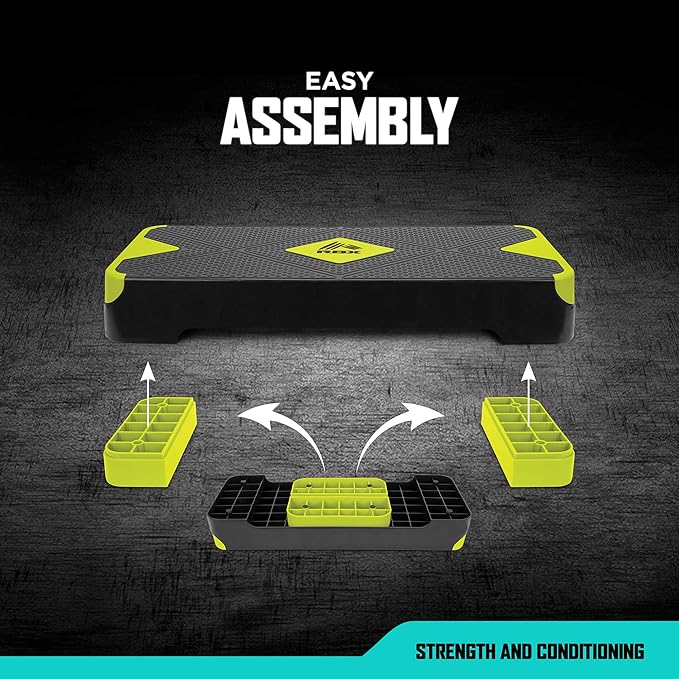 RBX Aerobic Step Platform with Non-Slip Textured Surface -2-Level Adjustable Steppers for Exercise, Compact, Lightweight, Easy-to-Store Exercise Step & Fitness Step Bench