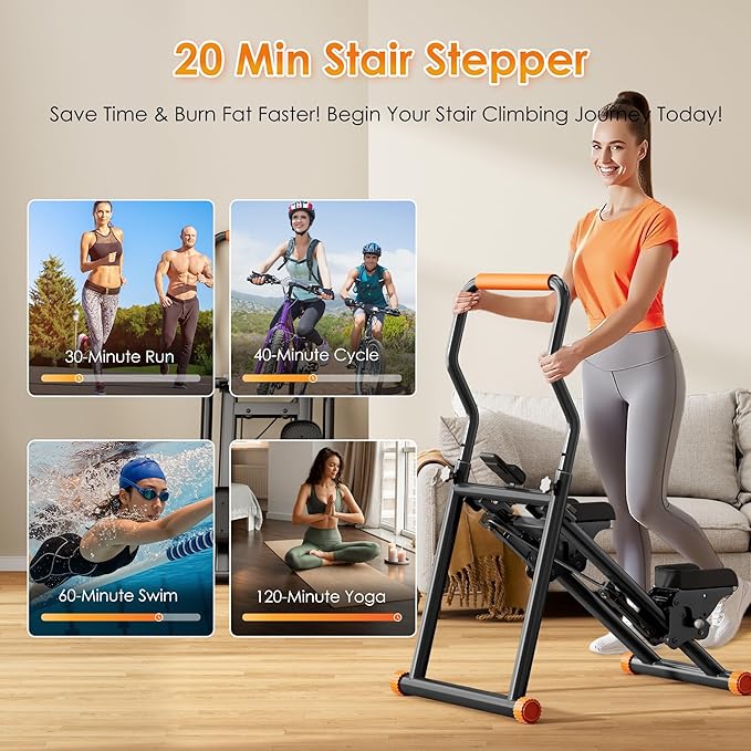 SogesPower Stair Stepper for Home Gym,Folding Vertical Stair Climber with Adjustable Handlebar & Pedals,Cardio Stair Master for Full-Body Workout,Climbing Exercise Machine for Women Men