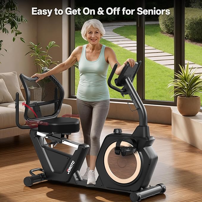 JOROTO Recumbent Exercise Bike for Home, Magnetic Recumbent Bike for Seniors Adults, 400LBS Capacity, Wide Cushioned Seat & Back with Smart APP, Backlit LCD Monitor, Heart Rate Handle