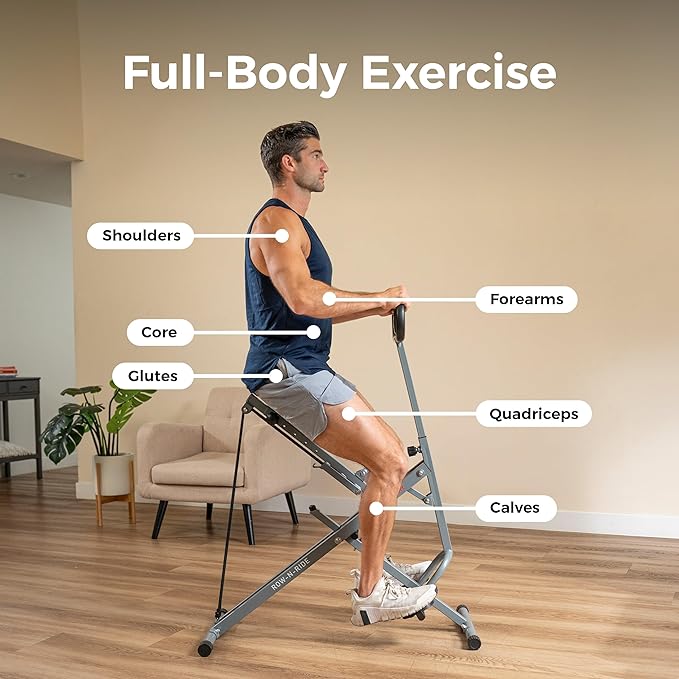 Sunny Health & Fitness Smart Row-N-Ride Glute & Leg Trainer, Foldable Squat Assist Rower with Exclusive SunnyFit App Connection