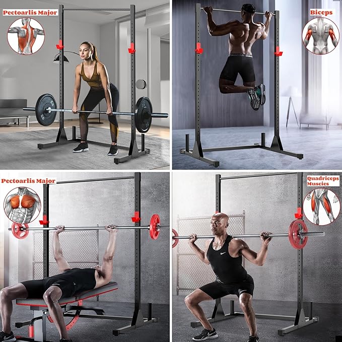 NAYSAYE Power Tower Dip Station, Multifunctional Strength Training Gym Equipment with Adjustable Height, Pull Up Bar Station with 500LBS Loading Capacity, Black