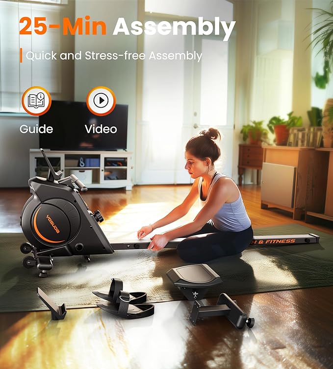 YOSUDA Magnetic/Water Rowing Machine for Home - Rower Machine Use with Bluetooth, App Supported, Rowing Machine for Beginners to Athletes, Comfortable Seat Cushion