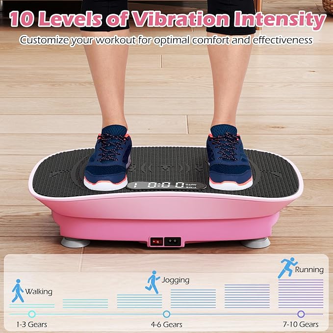 Goplus Vibration Plate Exercise Machine, Vibrating Platform for Lymphatic Drainage w/Remote, LED Display, Home Workout Full Body Shake Board for Weight Loss