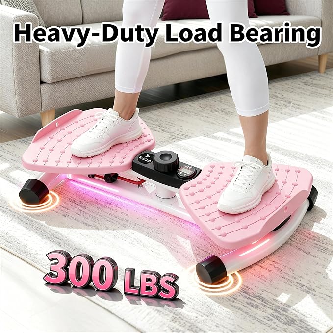 FLÉCHA Waist Twister Machine Exercise, Ab Workout Equipment, Waist Twisting Exercise Board with Digital Counter, Tracks Time Twists Calories, Non-Slip Core Trainer, 300 lb Capacity, Twist Board with Sweat Belt & Virtual Workout Plan, Resistance Bands, ...
