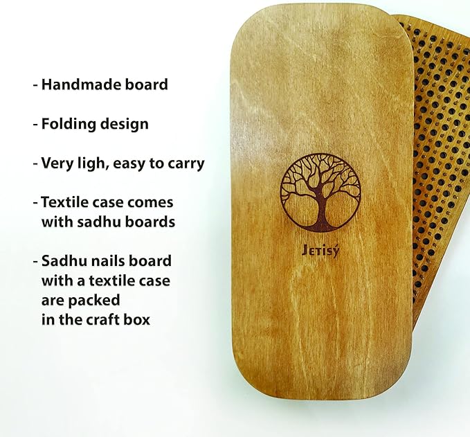 Sadhu Board for Yoga Practice, Handmade Wooden Board with Nails for Standing on Feet, Sadhu Practice Wood Board with Galvanized Nails, Relaxation Board for Acupuncture Massage, Yoga Gift