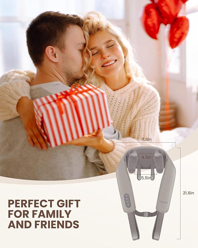Cordless Neck Massager with Heat, FSA Eligible HSA 4D Deep Kneading Neck Shoulder Massager for Pain, Shiatsu Back Massager for Shoulder, Gifts for Women, Men