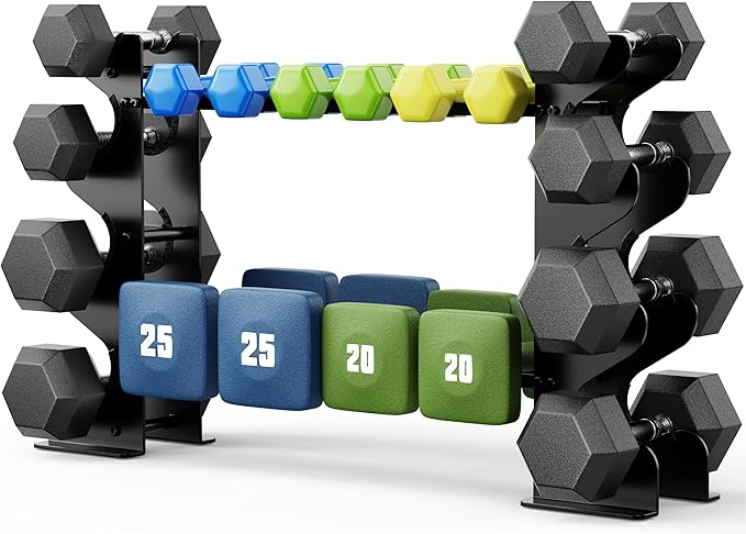 Dumbbell Rack Stand for Home Gym: Rack Only Holder for Dumbbells, Free Weights, 400LB Capacity Heavy-Duty Compact Storage Organizer