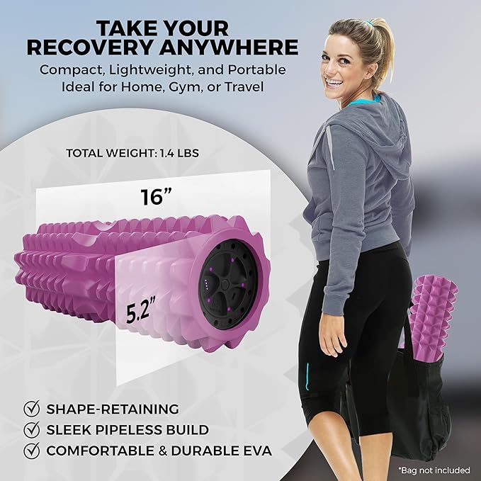 Nordic Lifting Vibrating Foam Roller w/ 5-Speed Vibration – High-Density EVA Foam for Deep Tissue Massage, Relaxation & Mobility Support