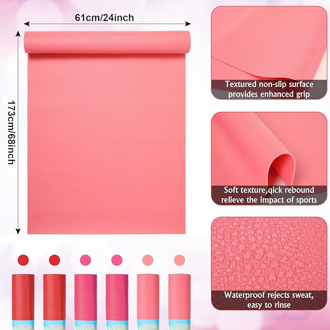 Amylove 12 Pieces Yoga Mats Bulk 68x24x0.12 Inch Exercise Non Slip Fitness Workout Mats for Women Men Home Workout Gym Yoga