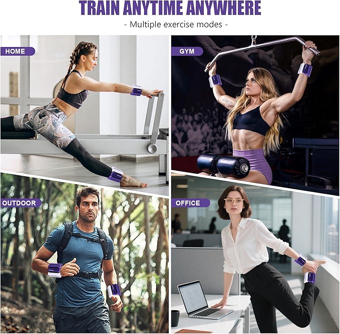 Wrist & Ankle Weights for Women and Men, 2lbs/4lbs Pairs Adjustable Silicone Weighted Bangles for Arm & Leg Workouts, Perfect for Pilates, Barre, Yoga, Walking & Home Fitness 24055