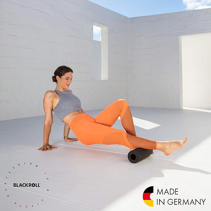 BLACKROLL - SLIM Foam Roller, Portable Massage and Fitness Tool for Muscle and Myofascial Release, Compact for Yoga and Workouts, Trigger Point Therapy, Foot Roller and Back Stretcher, 12” x 4”, Black