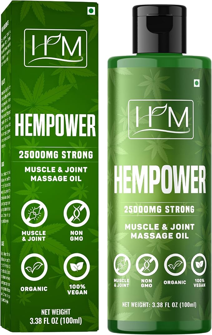 Hempower – Massage Oil for Muscle & Joint Pain – 25,000 MG | Ultra-Strength Hemp Formula | No Artificial Fragrance | Supports Active Lifestyle, Fast Acting Long Lasting | 3.38 fl oz (100 ml)