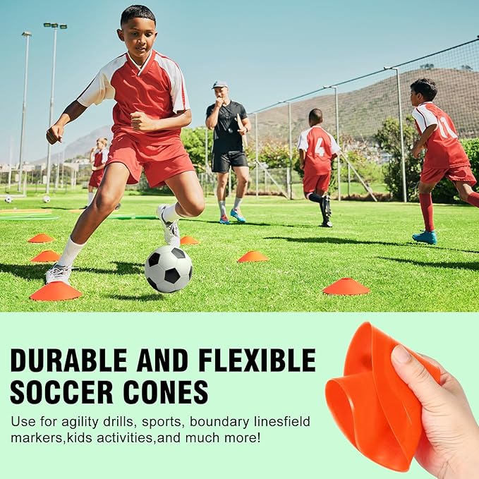 Agility Hurdles Training Equipment - 10 Speed Hurdles and 10 Soccer Cones with Carrying Bag for Soccer, Football, and Track Drills, Ideal for Athletes Speed and Agility Training