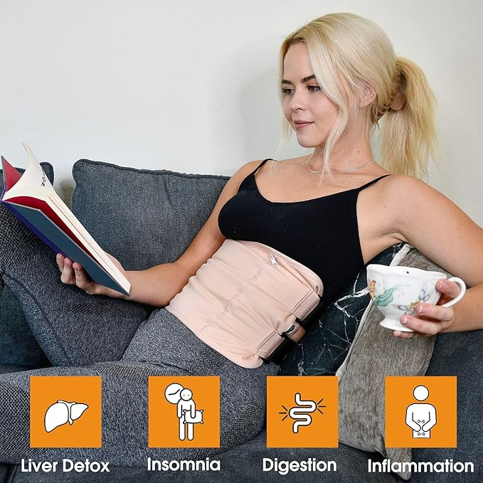 Castor Oil Pack Wrap for Stomach - Caster Oil Wrap for Liver Detox and Cleansing with Extra Pouch for Ice or Heating Pad - Soft Cotton, Reusable and Mess-Free (Castor Oil Not Included)