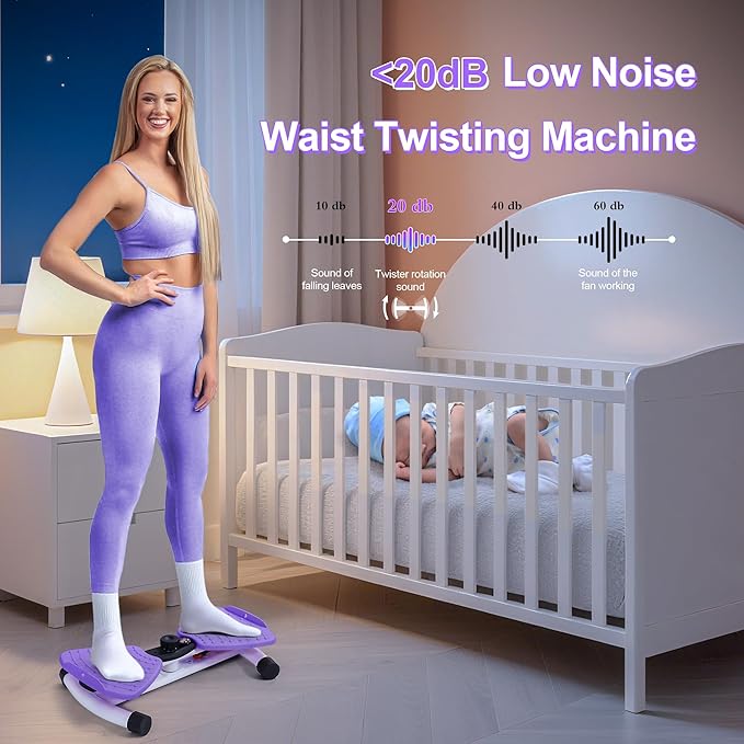Waist Twister Machine Exercise at Home Workout Equipment for Women AB Twister Board Twist Fitness Tool (Purple and White)