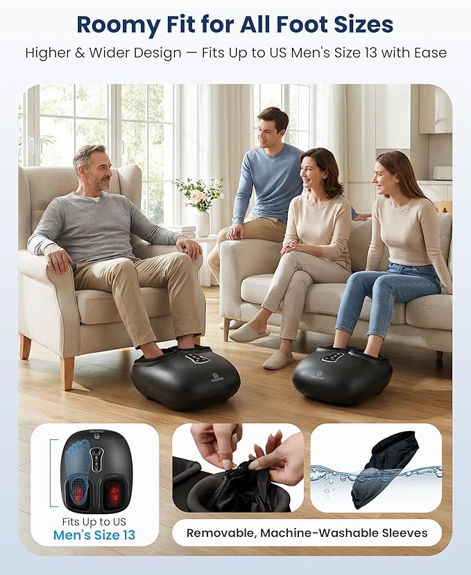 COMFIER Shiatsu Foot Massager with Heat,Vibration,Rolling Compression,FSA Eligible HSA Store,Feet Massager Machine for Plantar Fasciitis,Neuropathy Pain,Mother's Day Gifts for Women,Size up to 13“