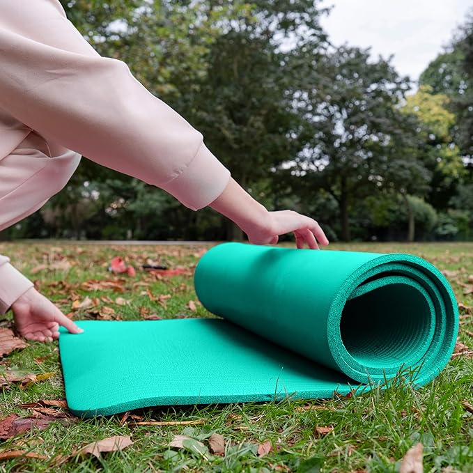 BalanceFrom 71x24 Inches Extra Thick Yoga Mat 1-Inch High-Density Foam – Roll-Up Exercise Pad with Double-Sided Non-Slip Surface and Carrying Strap for Pilates and Home Workouts, Multiple Colors